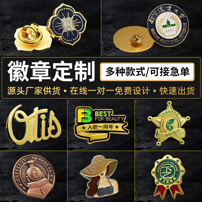  卡通动漫金属徽章定制logo珐琅胸章定做diy烤漆校徽纪念勋章加工