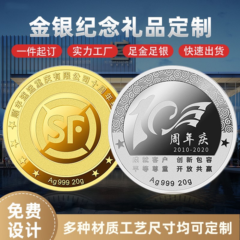 金币定制足金纪念章9999金银币定做企业周年庆上市纪念礼品定做