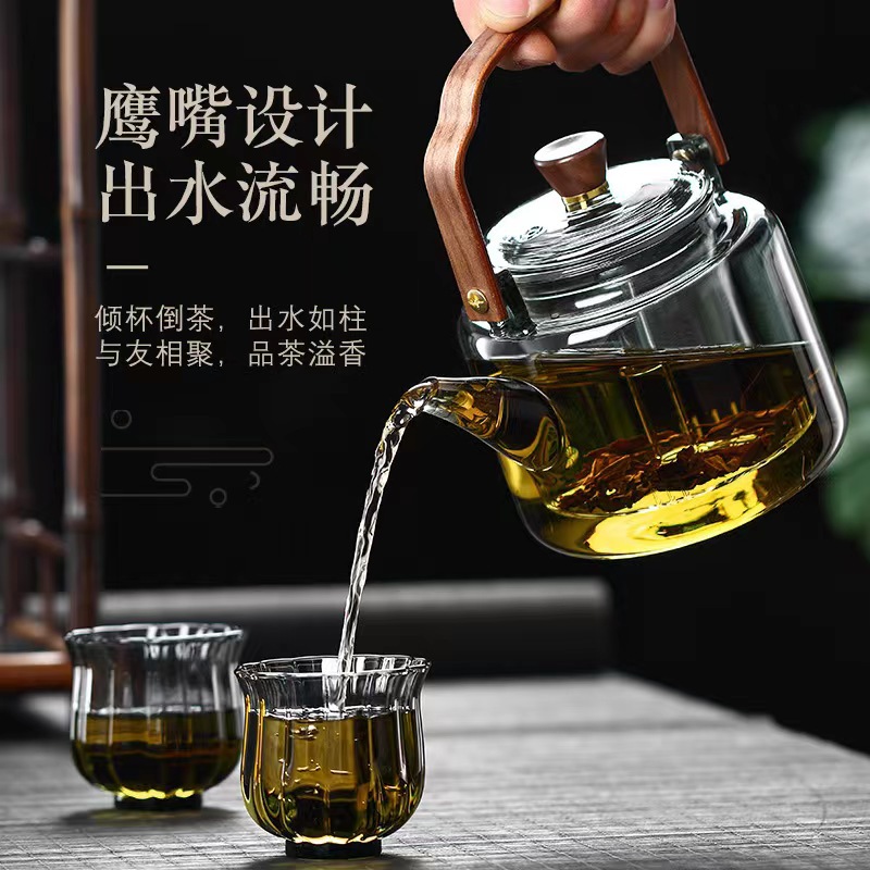 批发高硼硅玻璃可加热蒸煮茶水壶功夫茶具茶壶家用大容量围炉煮茶